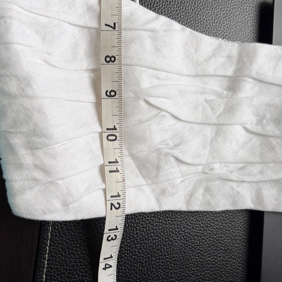 Reformation Louise Linen Top White fitted bodice cropped smocked back Sz 10 NEW - Picture 10 of 10